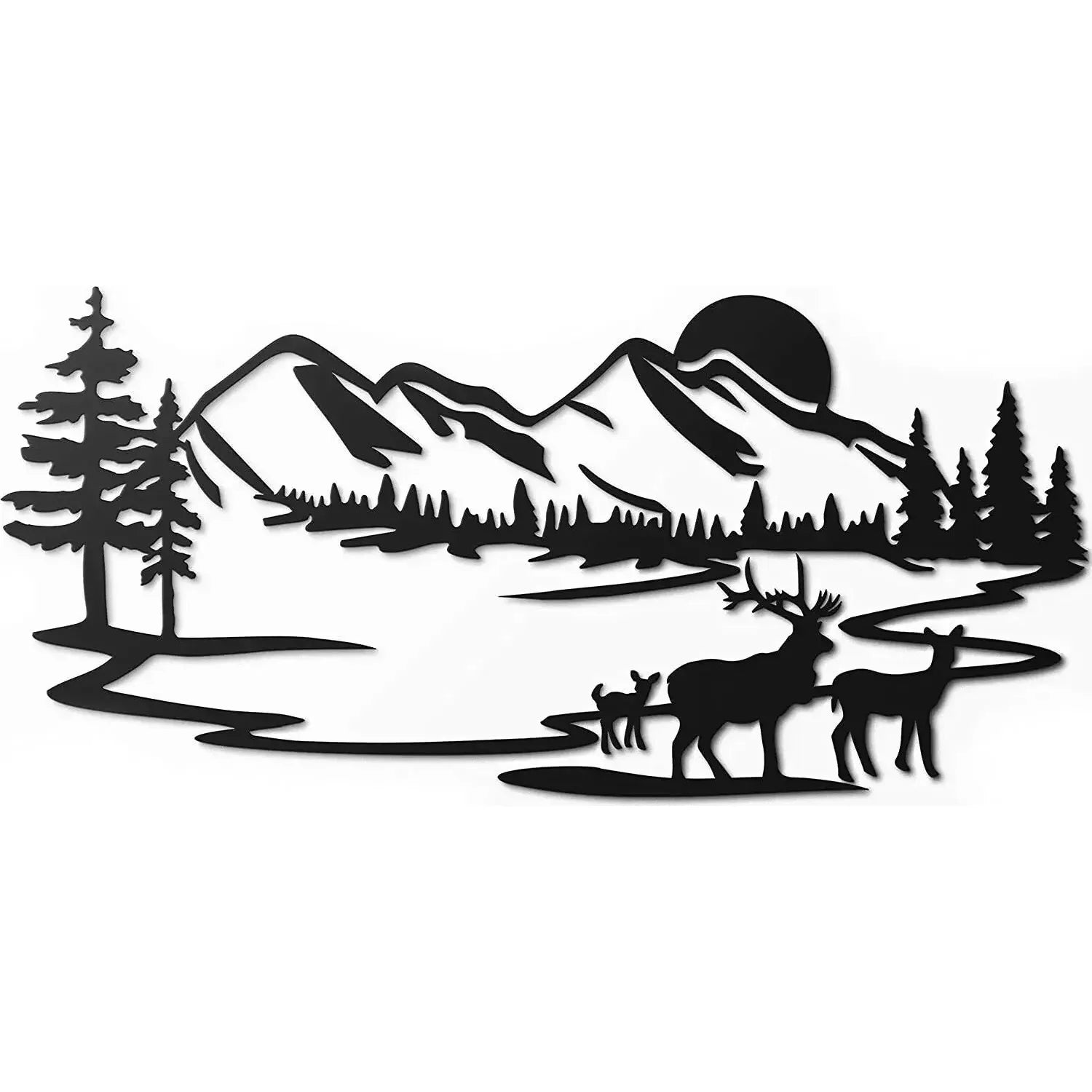 Rustic Metallic Forest & Mountain Wall Art