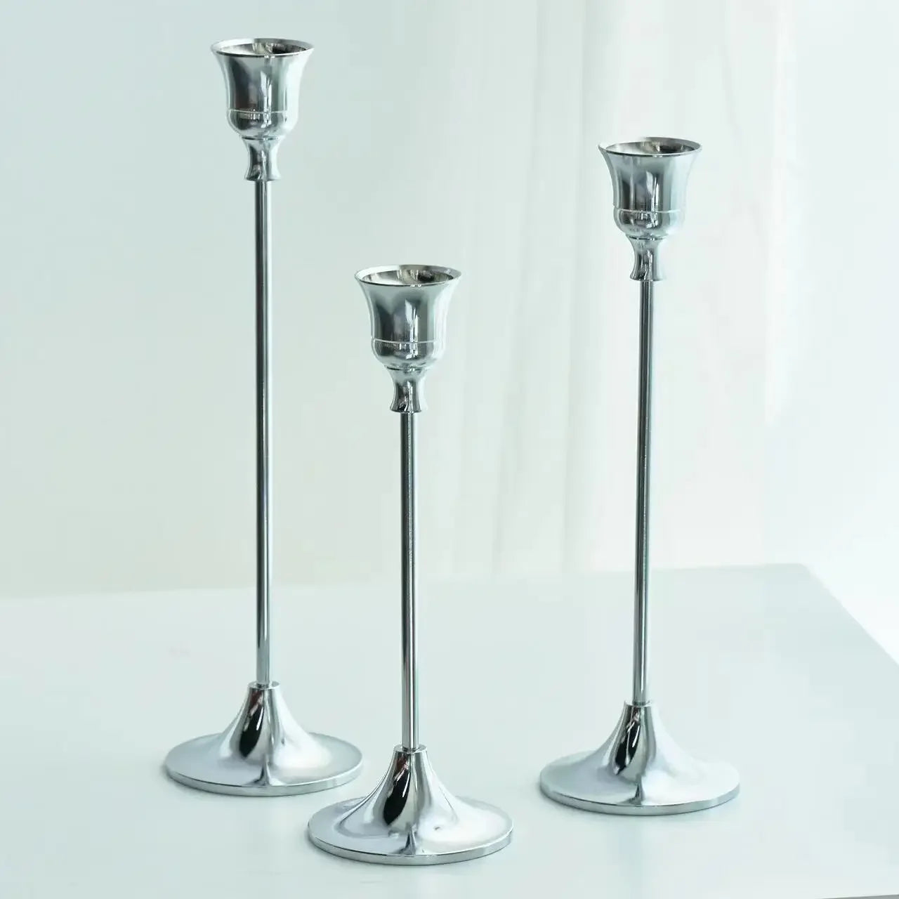 3-Piece Brass Gold Candlestick Holder Set