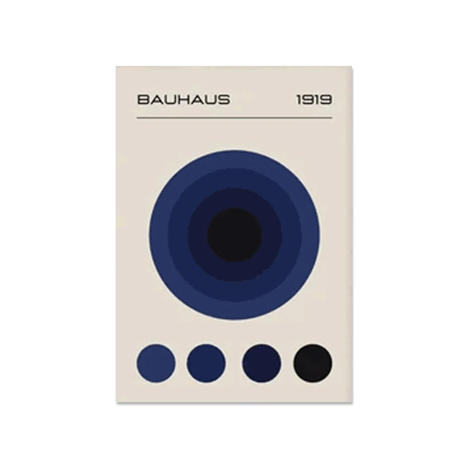 Mid-Century Modern Bauhaus Abstract Geometric Canvas Wall Art