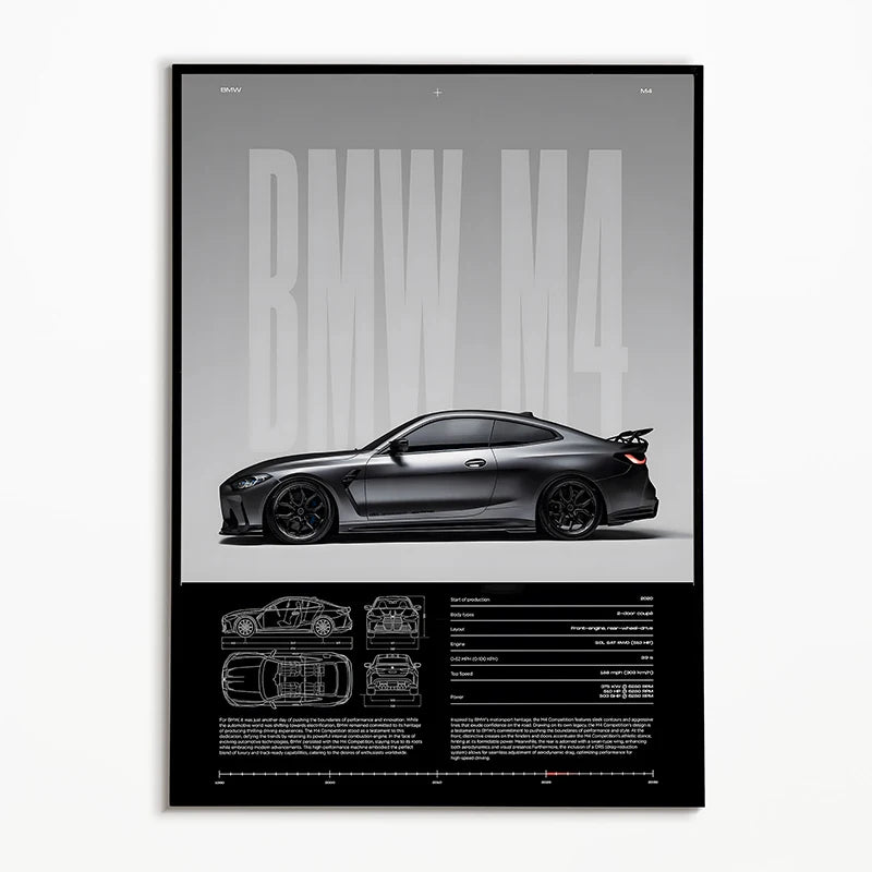 Black & White Classic Cars Poster – Vintage Canvas Wall Art
