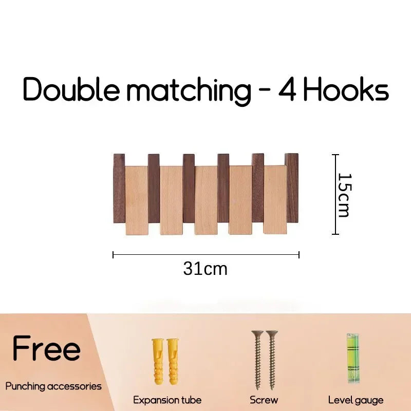 Wall-mounted Solid Wood Coat Rack