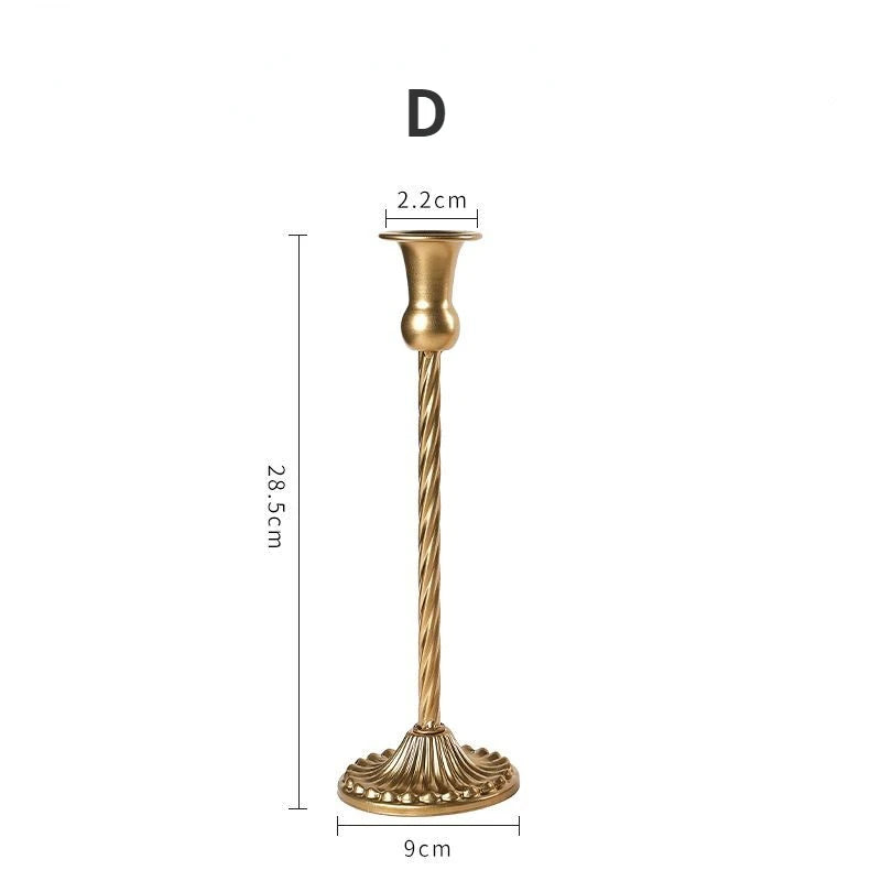3-Piece Brass Gold Candlestick Holder Set