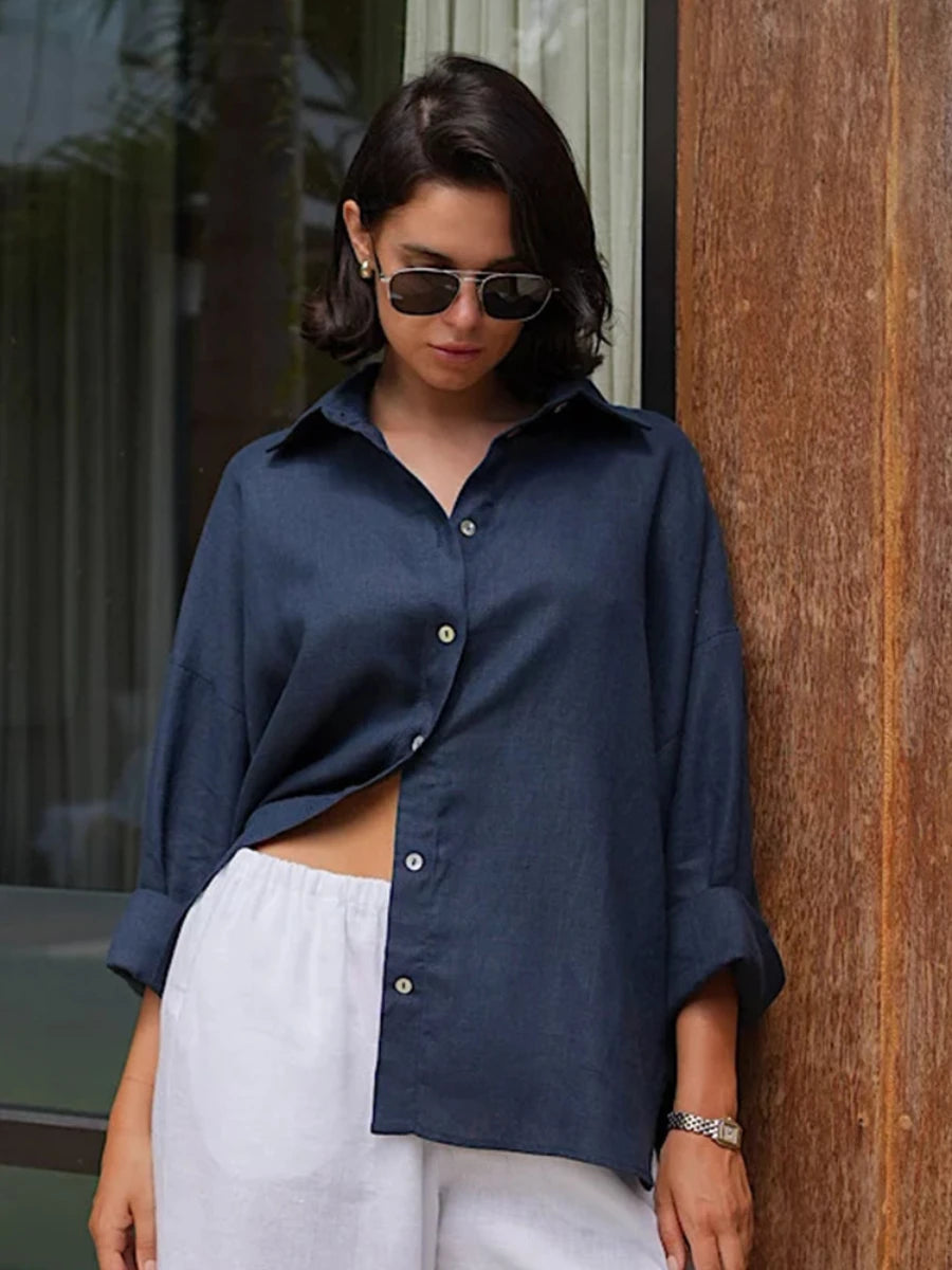 Bornladies 100% Cotton Casual Shirt – Women’s Loose Fit Summer Essential