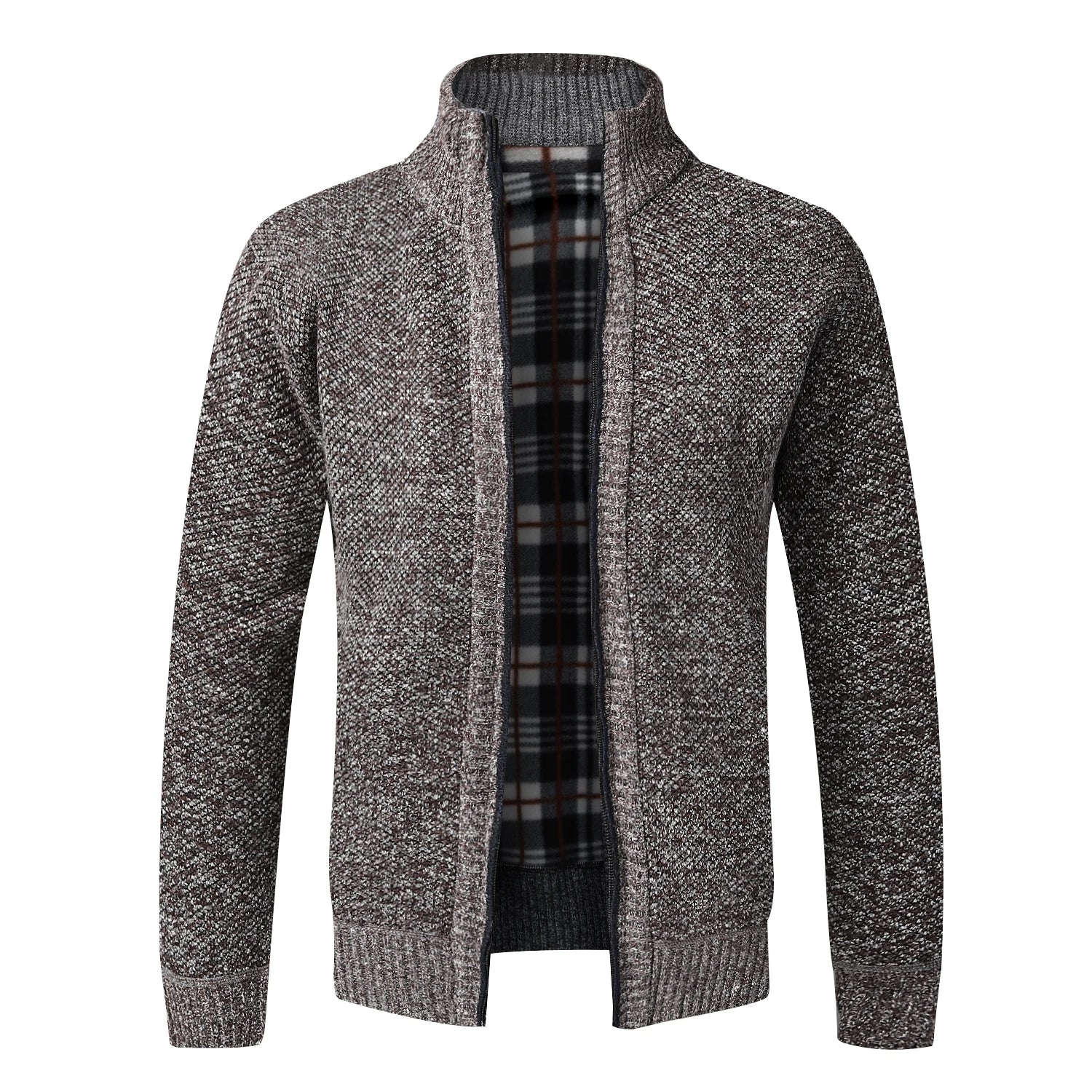 Men’s Warm Knitted Fleece Cardigan – Luxury Full-Zip Winter Sweater Jacket