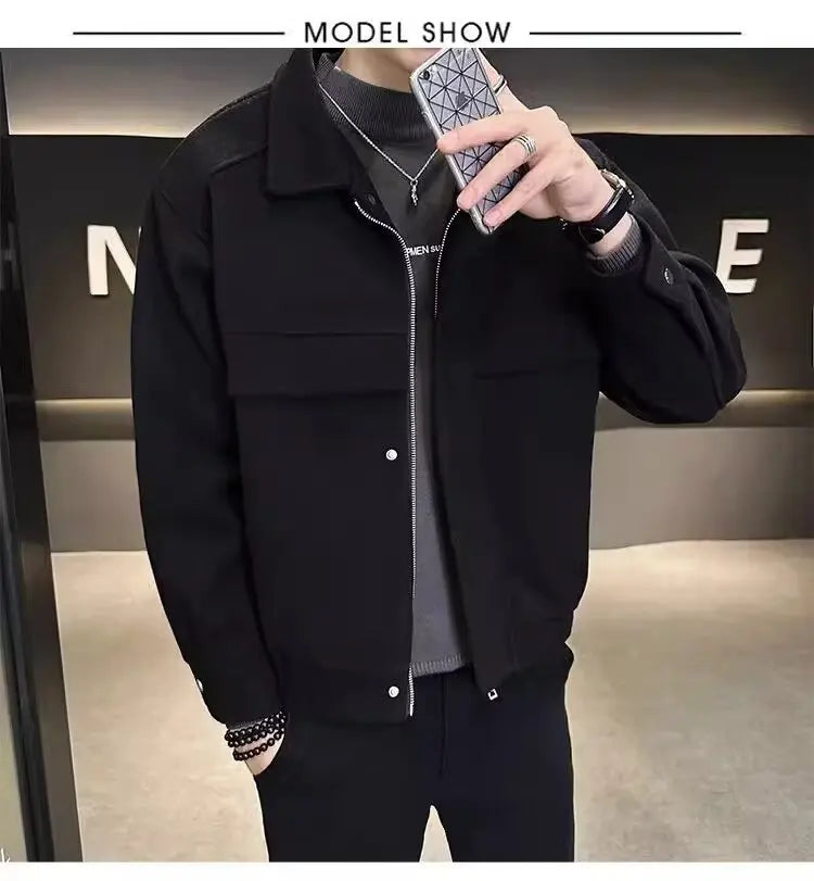 Korean Streetwear Men’s Windbreaker Jacket – Multi-Pocket Urban Hong Kong Style