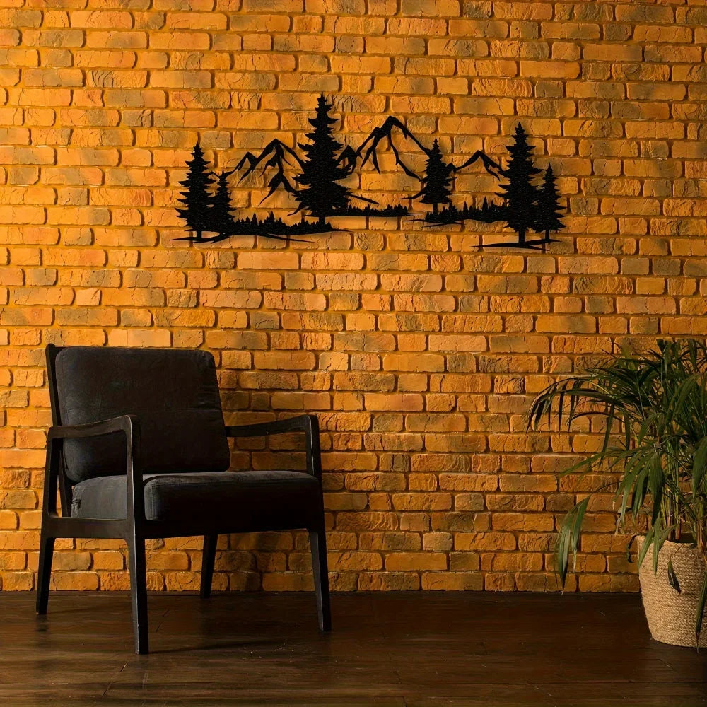 Rustic Metallic Forest & Mountain Wall Art