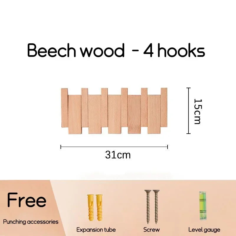 Wall-mounted Solid Wood Coat Rack