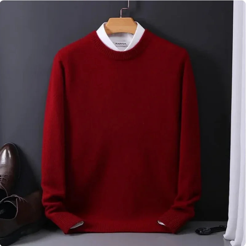 Men’s Cashmere Knit Sweater – Korean Style Oversized Pullover