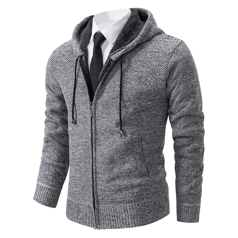 Men’s Casual Fleece Sports Jacket – Warm Zipper Cardigan with Stand Collar