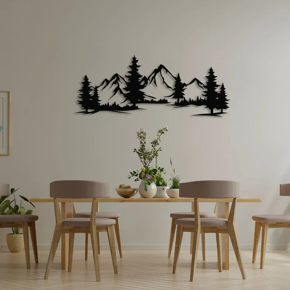 Rustic Metallic Forest & Mountain Wall Art