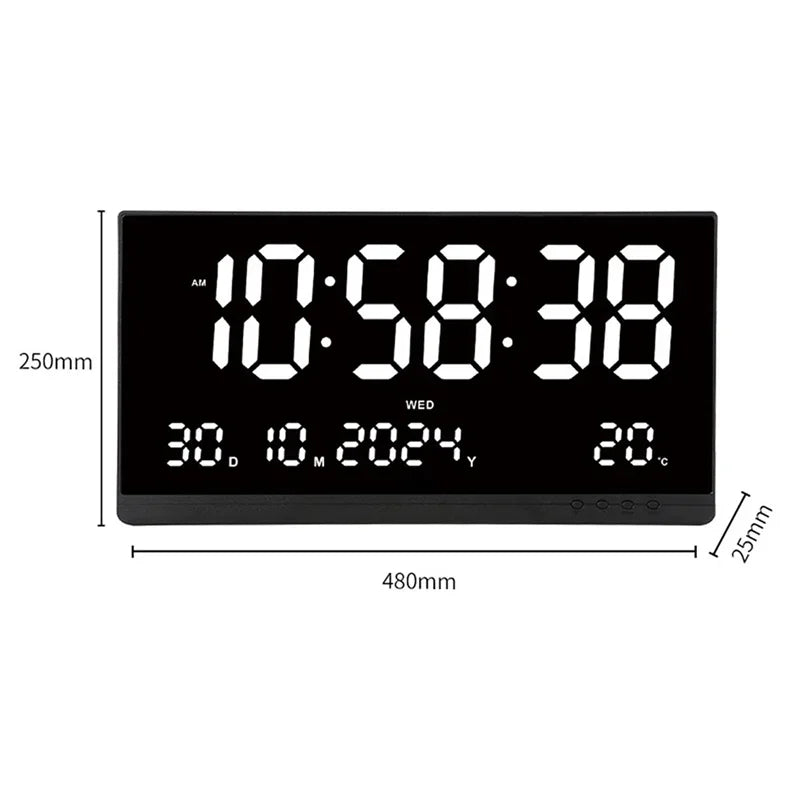 Minimalist LED Wall Clock 21” with Date & Temperature Display