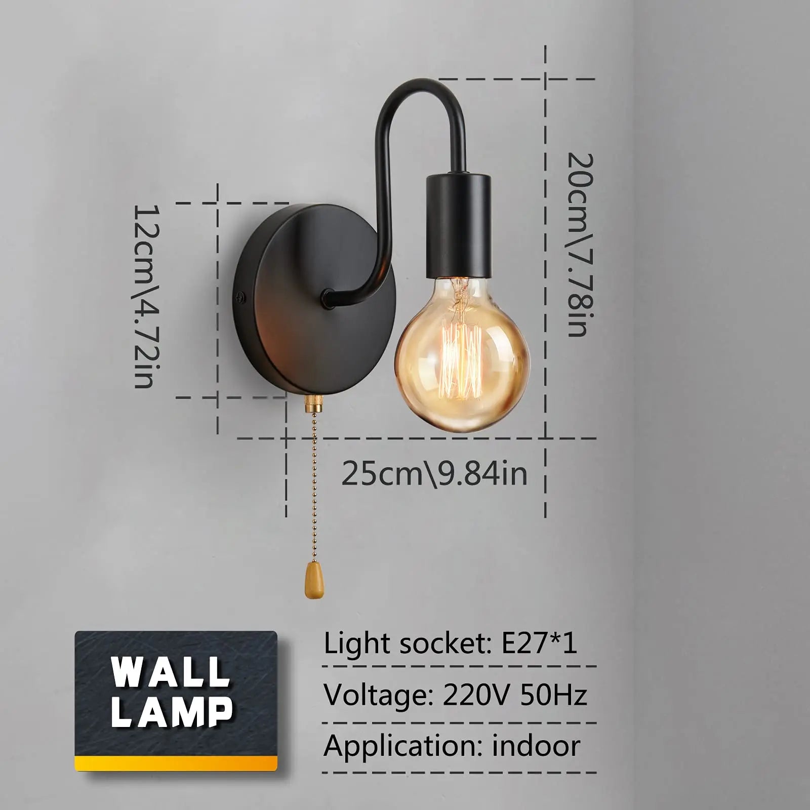 Nordic Industrial Wall Lamp – Vintage Black Iron Wall Light Fixture