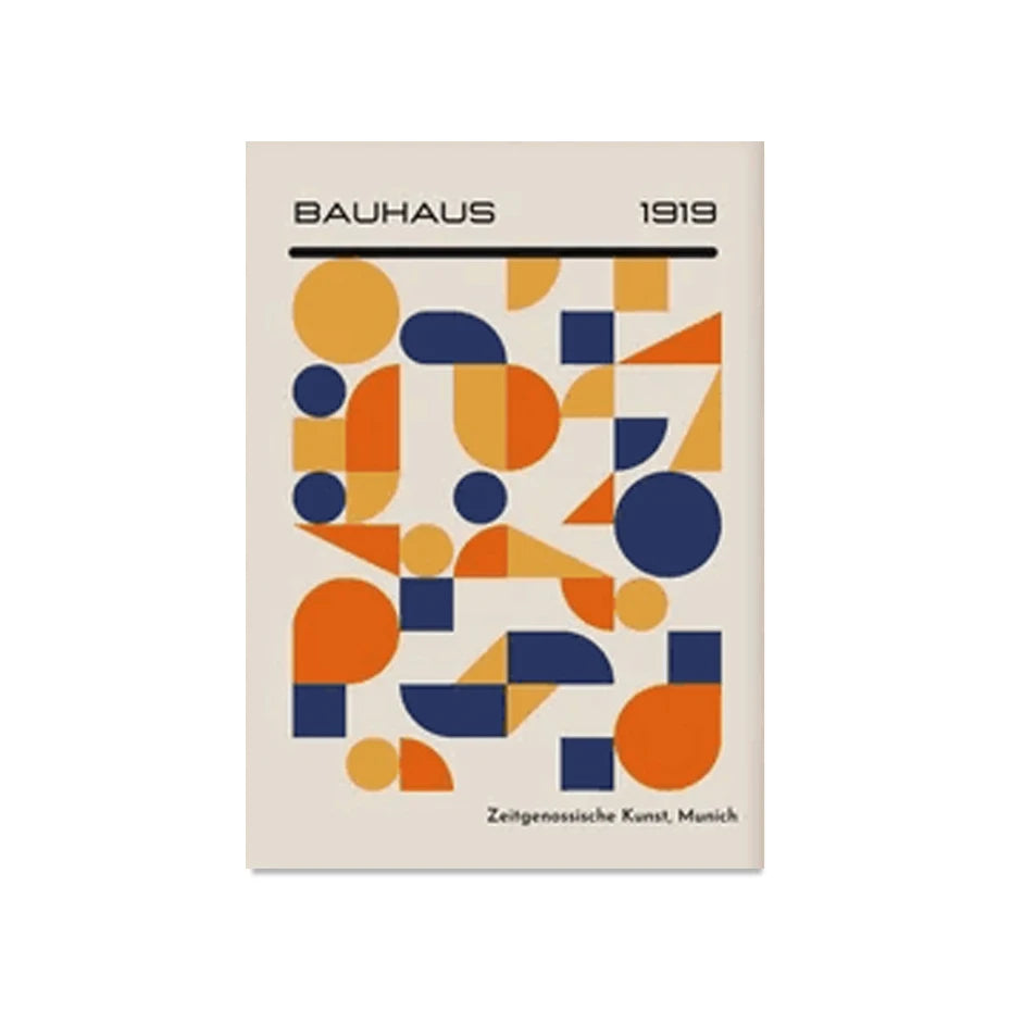 Mid-Century Modern Bauhaus Abstract Geometric Canvas Wall Art
