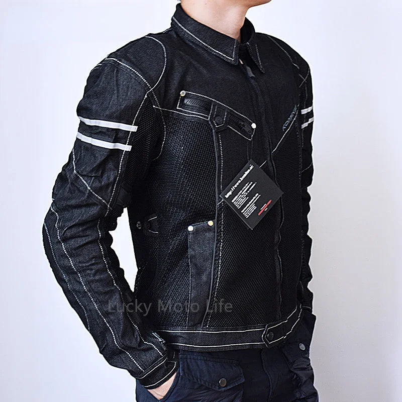 KOMINE JK006 Motorcycle Jacket – Breathable Denim Mesh High-Performance Riding Jacket