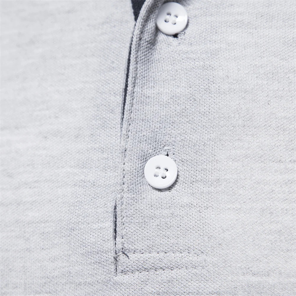 Men’s Long Sleeve Polo Shirt – Deer Embroidery & Premium Comfort