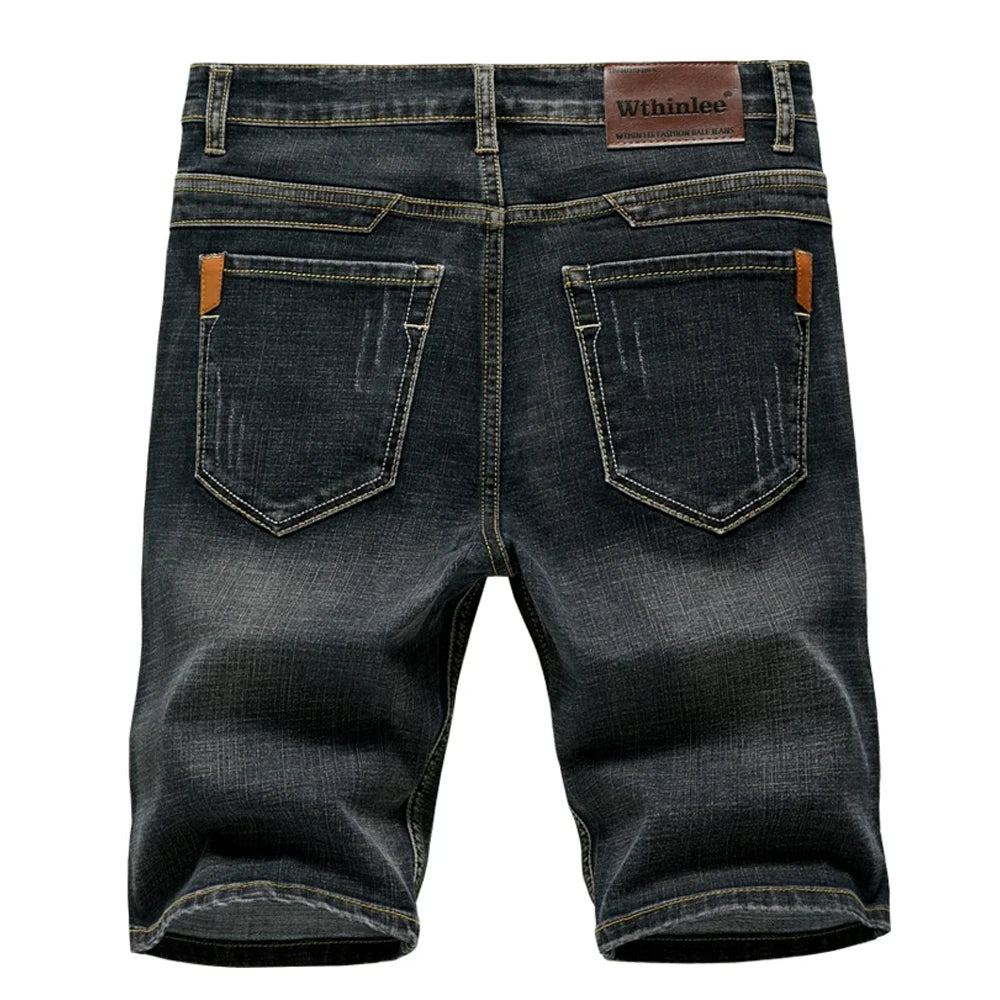 Men’s Summer Denim Shorts – Classic Stretch Straight Fit Jeans