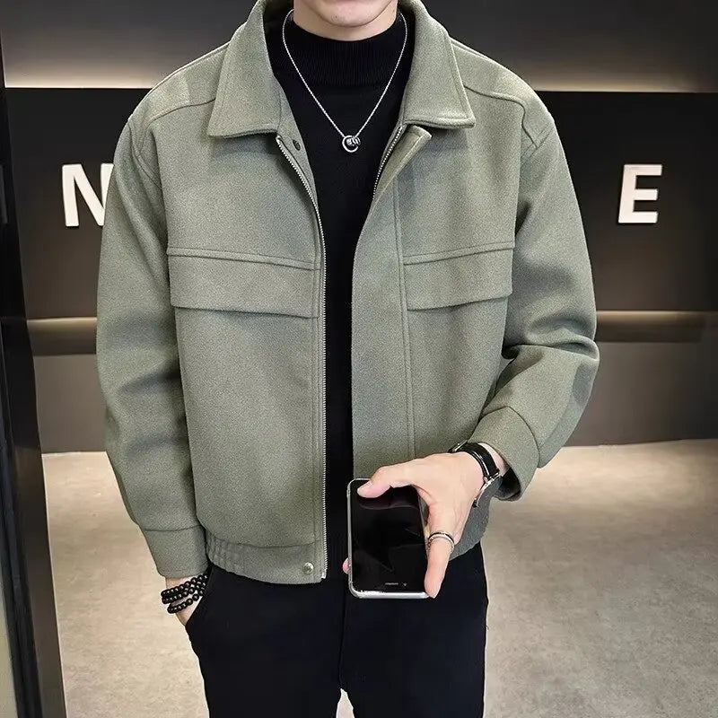 Korean Streetwear Men’s Windbreaker Jacket – Multi-Pocket Urban Hong Kong Style