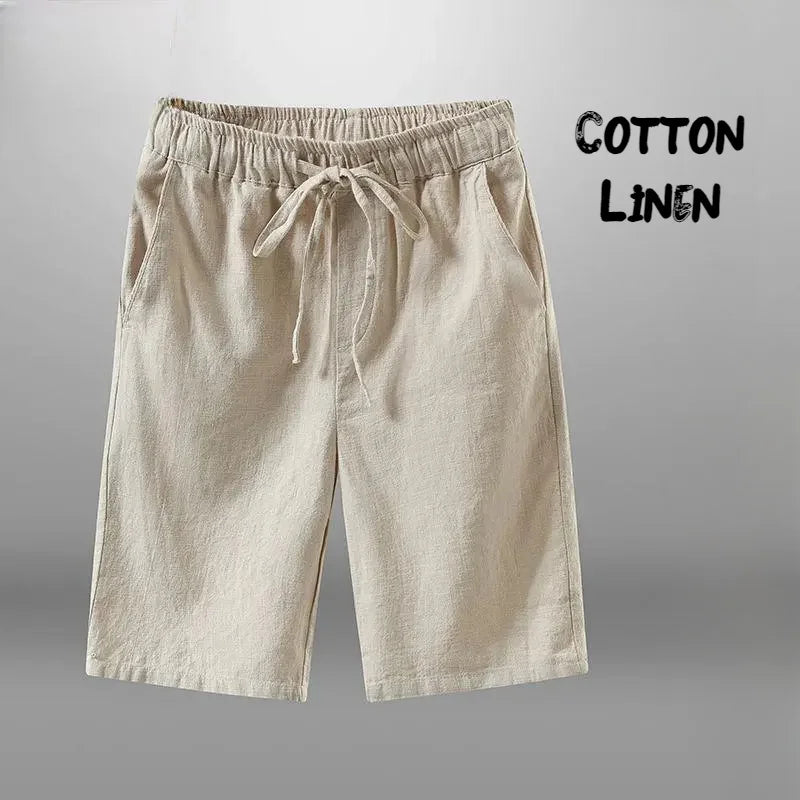 Men’s Cotton Linen Casual Shorts – Breathable Summer Beachwear