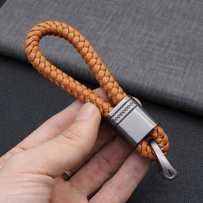 Hand-Woven Leather Keychain