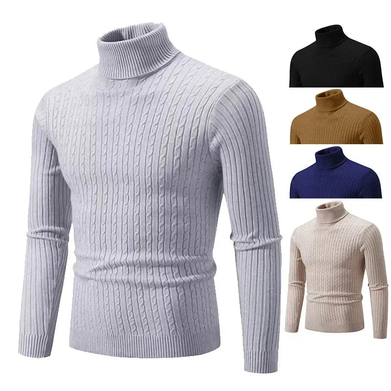 Men’s High Neck Knitted Sweater – Warm, Soft & Stylish Winter Turtleneck Pullover