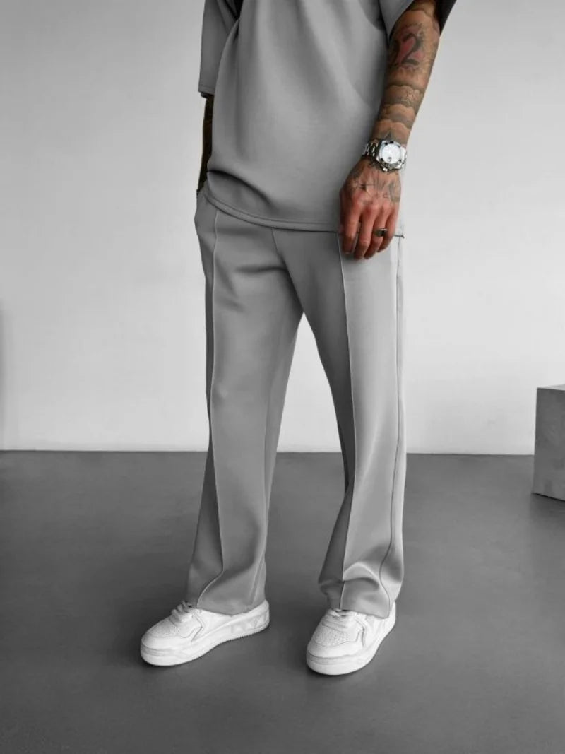 Men’s Casual Drawstring Pants – Elastic Waist, Pleated Design, Everyday Comfort