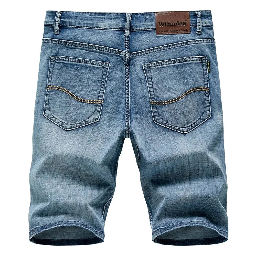 Men’s Summer Denim Shorts – Classic Stretch Straight Fit Jeans