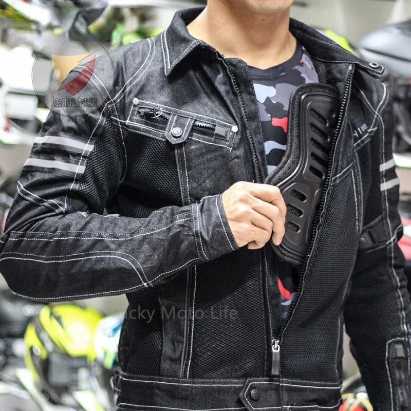 KOMINE JK006 Motorcycle Jacket – Breathable Denim Mesh High-Performance Riding Jacket