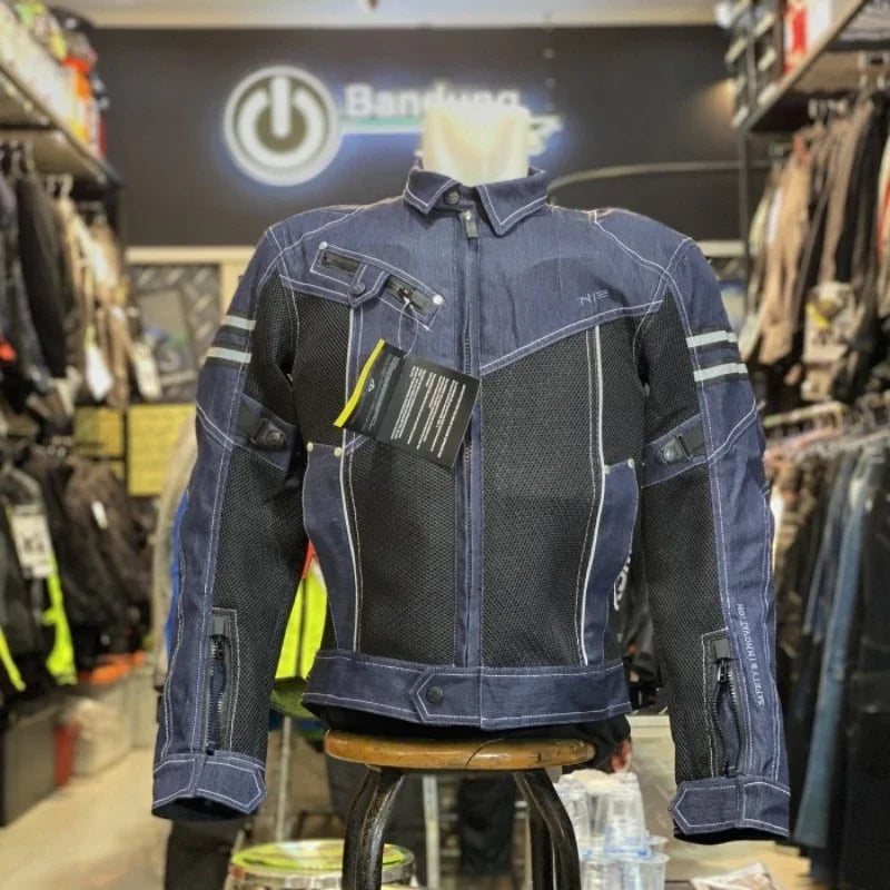 KOMINE JK006 Motorcycle Jacket – Breathable Denim Mesh High-Performance Riding Jacket