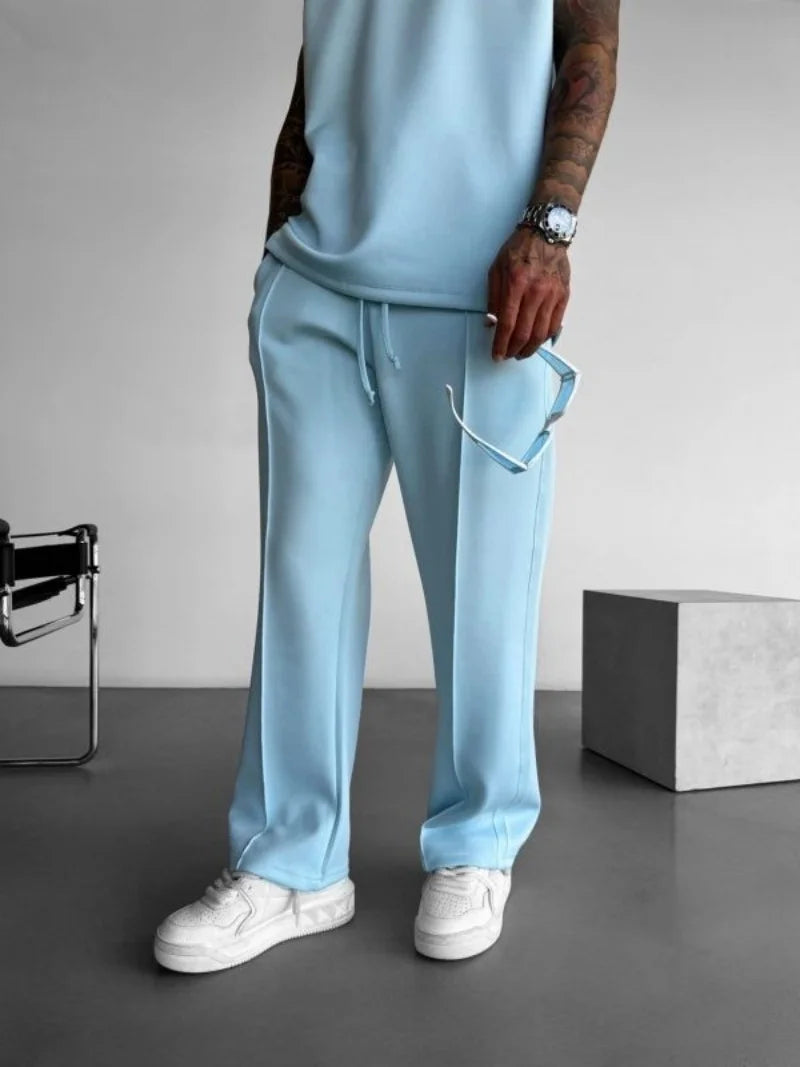 Men’s Casual Drawstring Pants – Elastic Waist, Pleated Design, Everyday Comfort