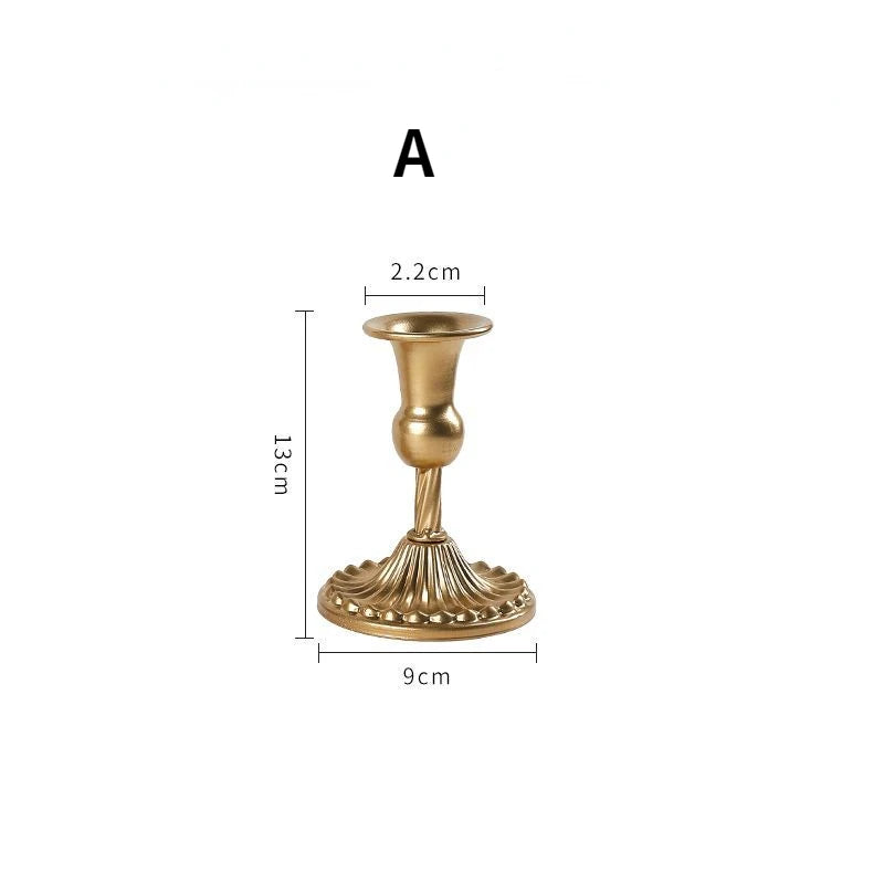 3-Piece Brass Gold Candlestick Holder Set
