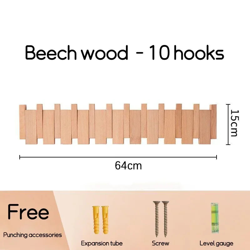 Wall-mounted Solid Wood Coat Rack